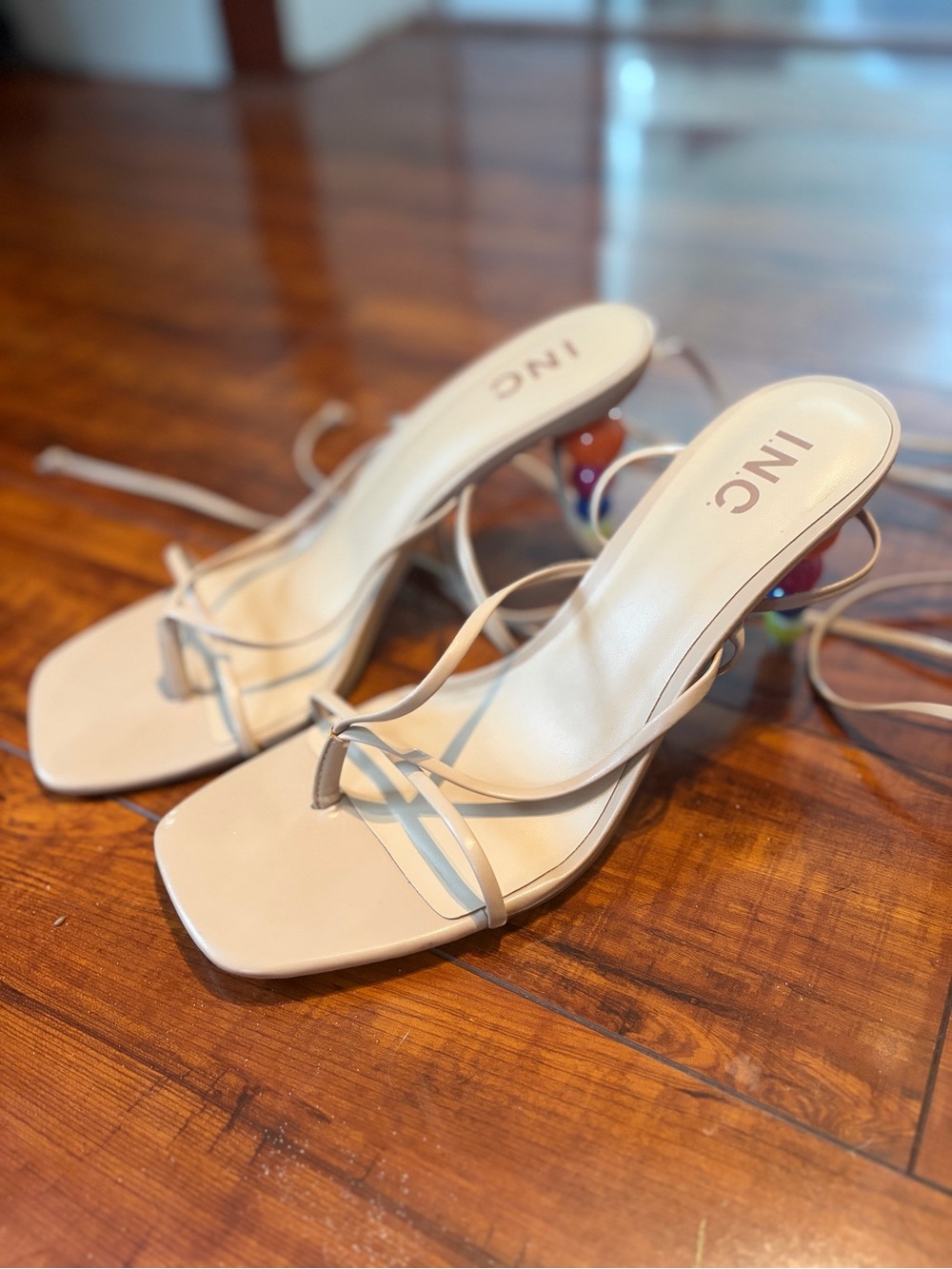 INC International Concepts Strappy Heeled Sandals with Beaded Heel | Size 10M